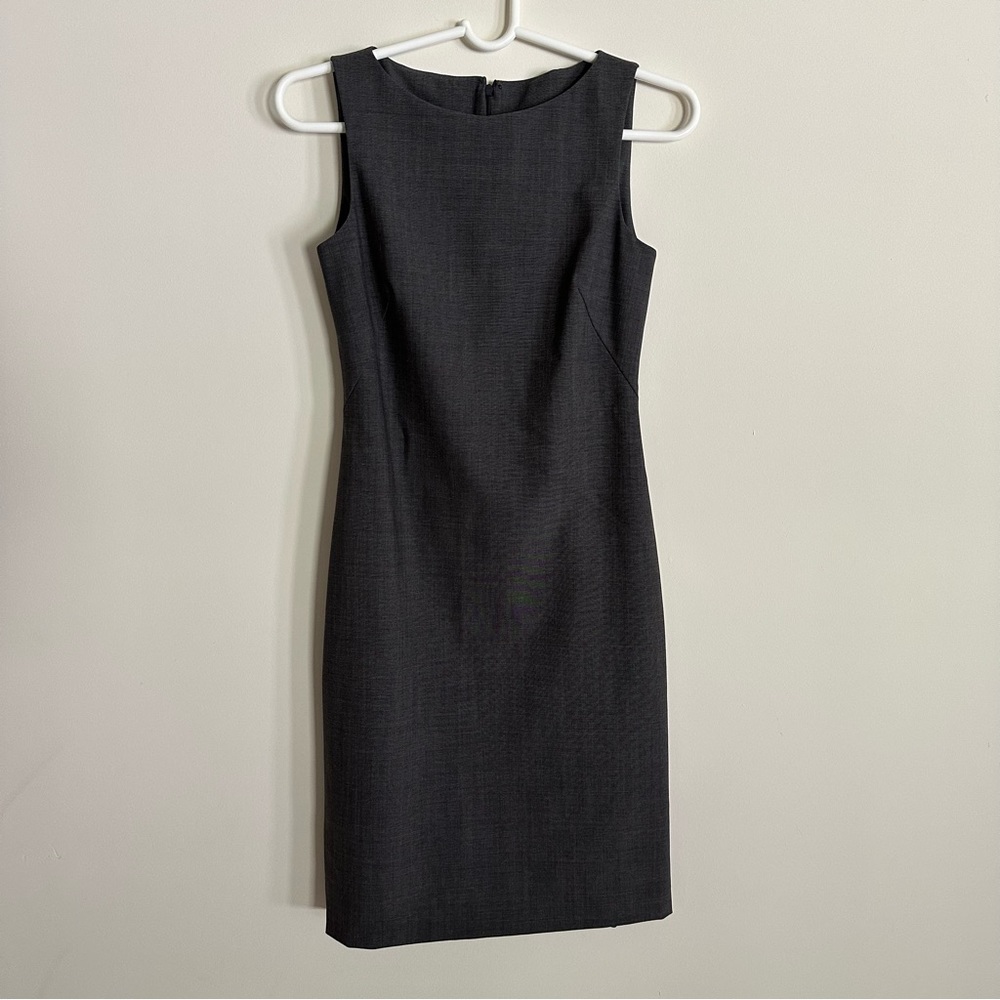 Theory charcoal fitted sleeveless pencil dress